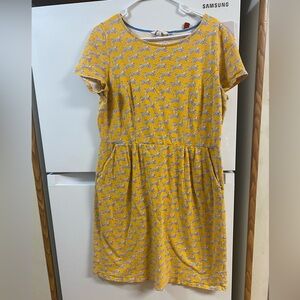 Boden Yellow and Blue Patterned Mini Dress
